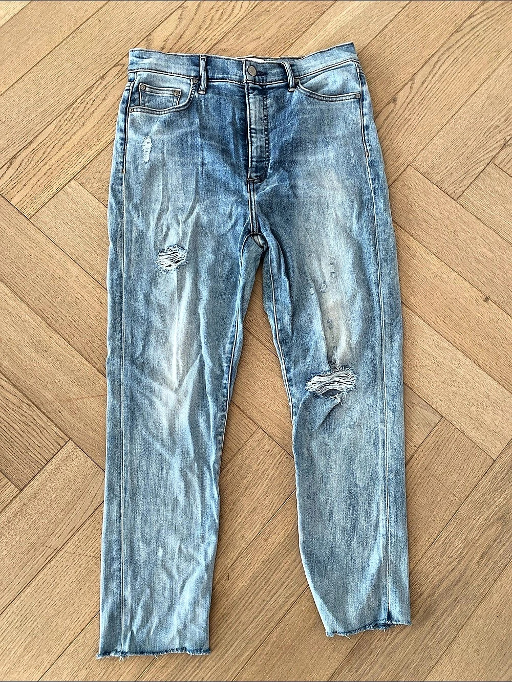 Denim Forum The Lola High Rise Skinny Crop Jeans Blue Waist 32